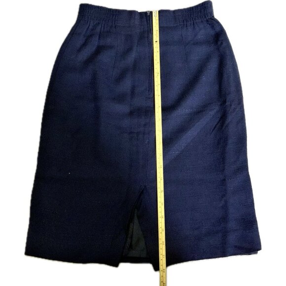 Lot 2 Vintage Pencil Skirt Green & Blue Size 6 & S - Knee-Length Back Slit Lined - Picture 14 of 16